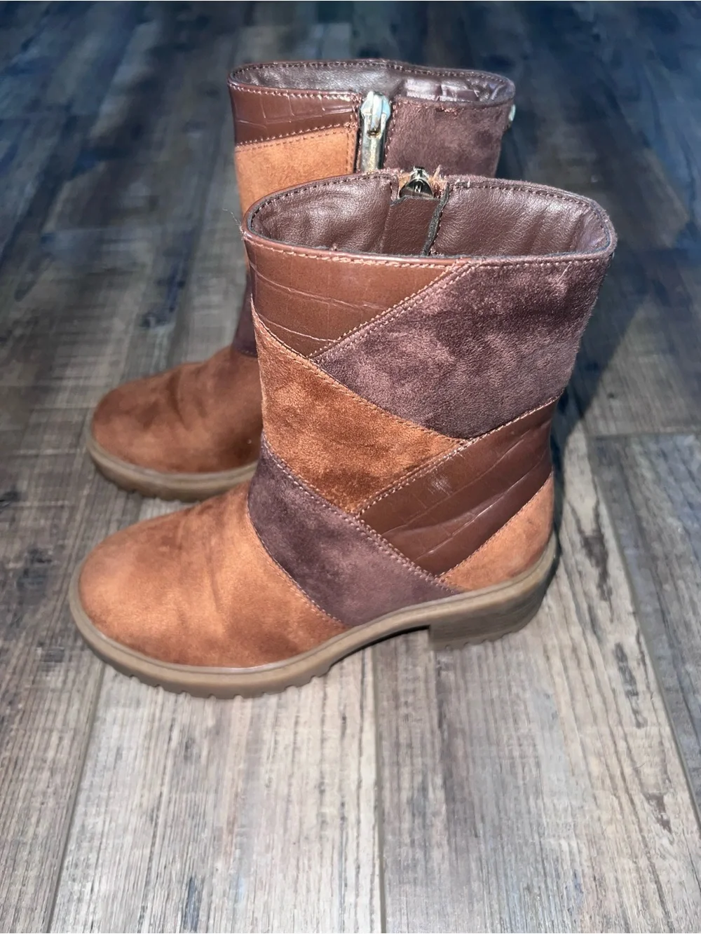 Vince Camuto Patchwork Suede Boots - Stylish Everyday Comfort